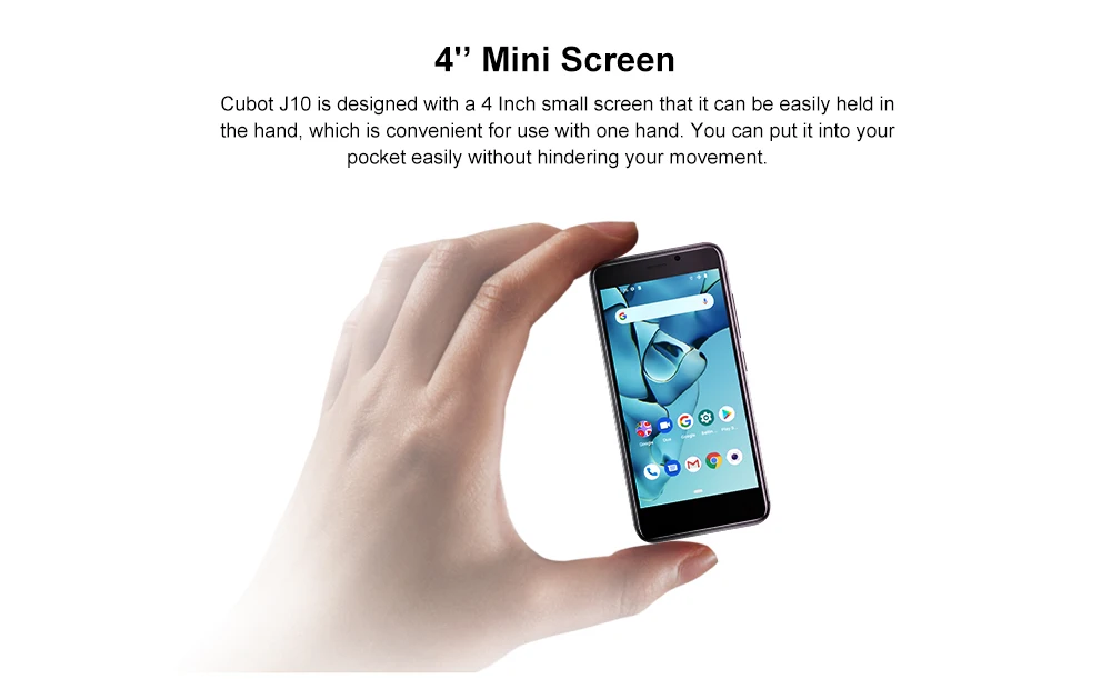 Cubot J10 Smartphone 1GB 32GB 4-Inch Mini Screen 5MP Rear Camera 2350mAh Android 11 Dual SIM Card Face ID Cell Phone