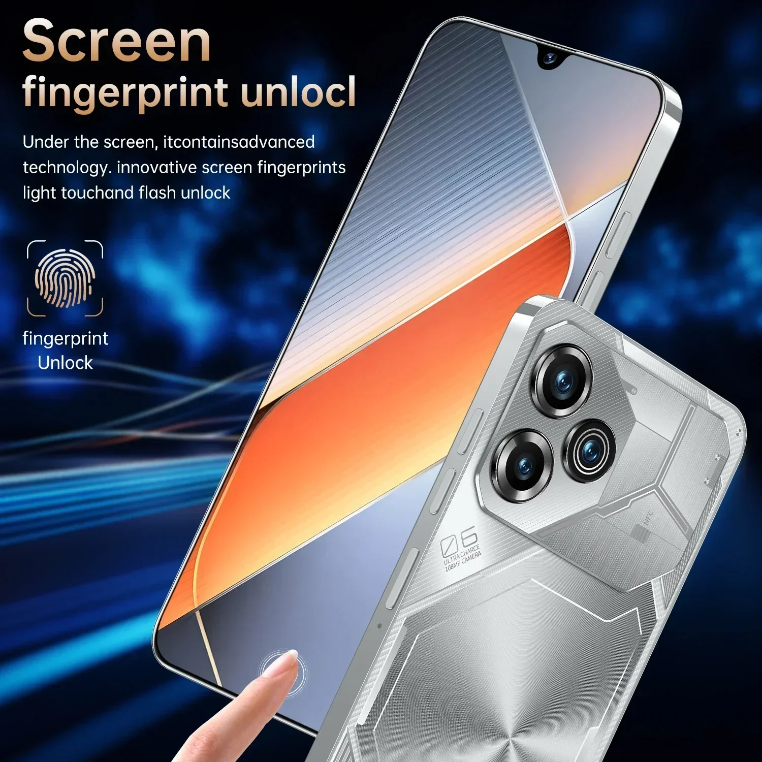 Global Version Pova 6 Pro Smart Android Phone 7.3 Inch HD+ Android 13 Snapdeagon8 Gen2 8000mAh 5G 108MP Camera Dual SIM phone