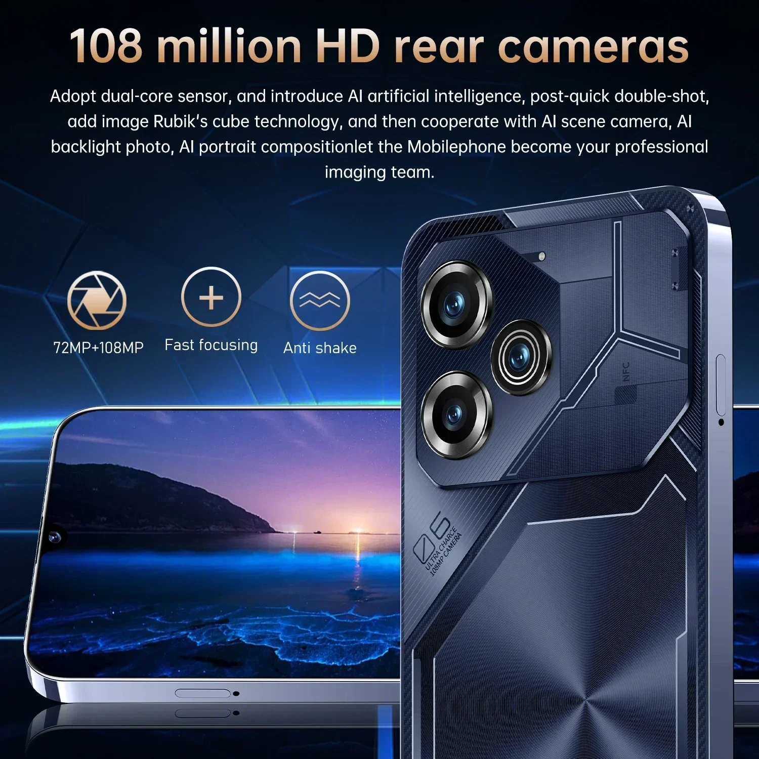 Global Version Pova 6 Pro Smart Android Phone 7.3 Inch HD+ Android 13 Snapdeagon8 Gen2 8000mAh 5G 108MP Camera Dual SIM phone