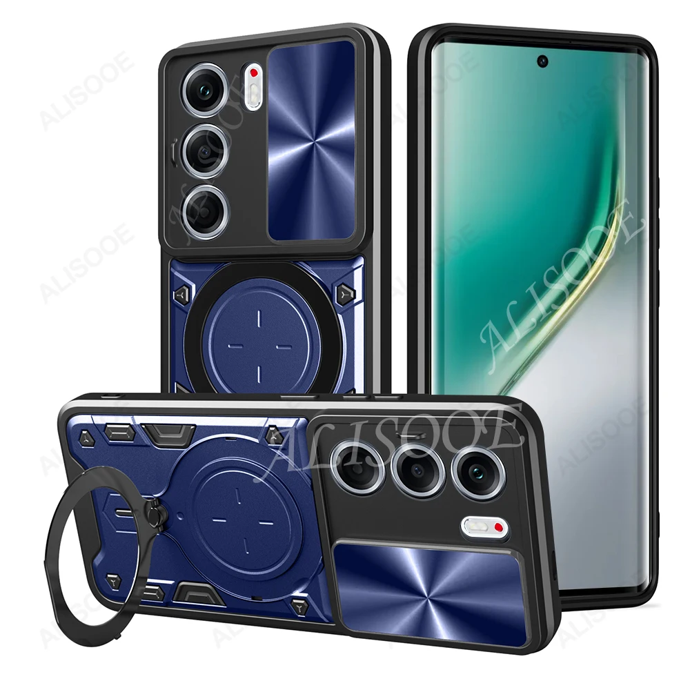 Slide Camera Holder Funda for Tecno Camon 40 Pro 4G Case Magnetic Ring Stand Protection Back Cover for Tecno Camon 40 4G Capa
