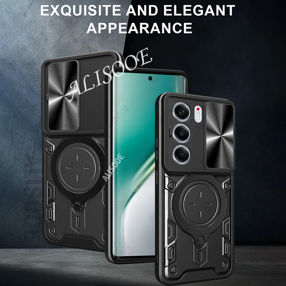 Slide Camera Holder Funda for Tecno Camon 40 Pro 4G Case Magnetic Ring Stand Protection Back Cover for Tecno Camon 40 4G Capa
