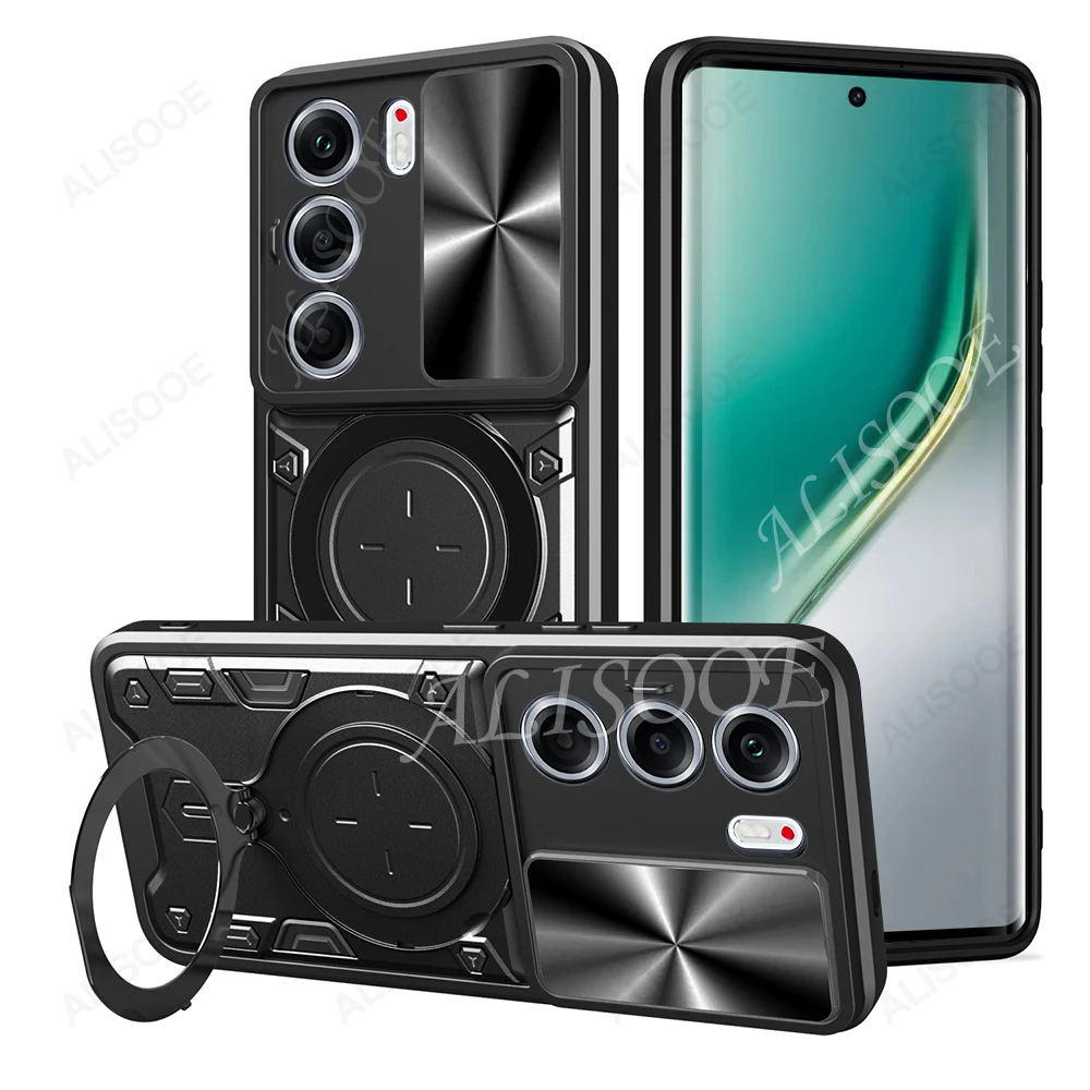 Slide Camera Holder Funda for Tecno Camon 40 Pro 4G Case Magnetic Ring Stand Protection Back Cover for Tecno Camon 40 4G Capa