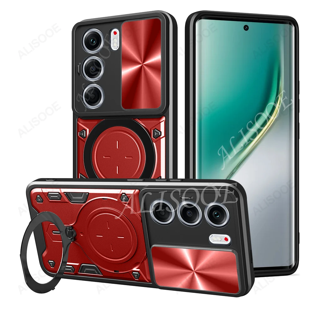 Slide Camera Holder Funda for Tecno Camon 40 Pro 4G Case Magnetic Ring Stand Protection Back Cover for Tecno Camon 40 4G Capa